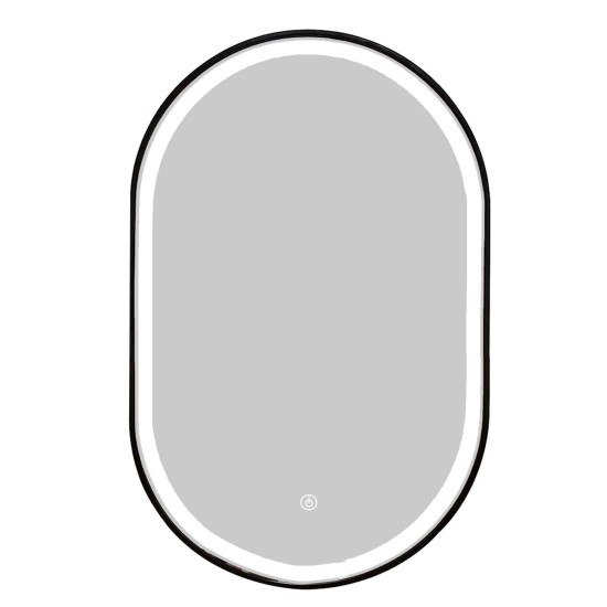 500x800mm  Black Frame Led Mirror Oblong Racetrack Anti Fog