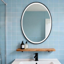 500x700mm  Black Frame Oval Led Mirror  Anti Fog 3-Color Adjustable
