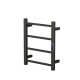 W400 × H500 × D110 mm Square Matt Black Electric With Timer Heated Towel Rack 4 Bars
