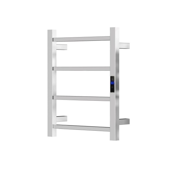 500Hx400Wx110D Square Chrome Electric Heated Towel Rack With Timer 4 Bars