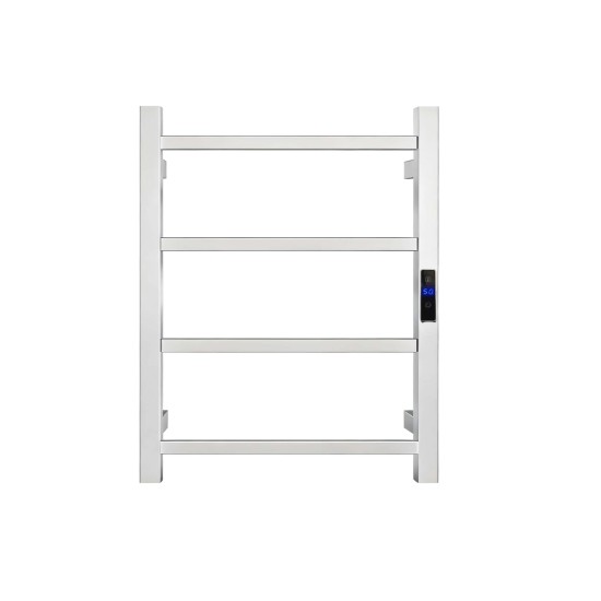 500Hx400Wx110D Square Chrome Electric Heated Towel Rack With Timer 4 Bars