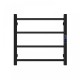 600W× 500H× 110D mm Square Matt Black Electric Heated Towel Rack With Timer 4 Bars