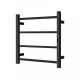 600W× 500H× 110D mm Square Matt Black Electric Heated Towel Rack With Timer 4 Bars