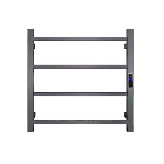 500Hx600Wx110D Gunmetal Grey Electric Heated Towel Rack With Timer 4 Bars