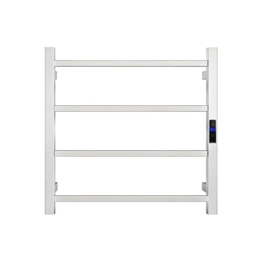 500Hx600Wx110D Square Chrome Electric Heated Towel Rack With Timer 4 Bars