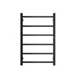 800Hx400Wx110D mm Square Matte Black Heated Towel Rail With Timer 6 Bars