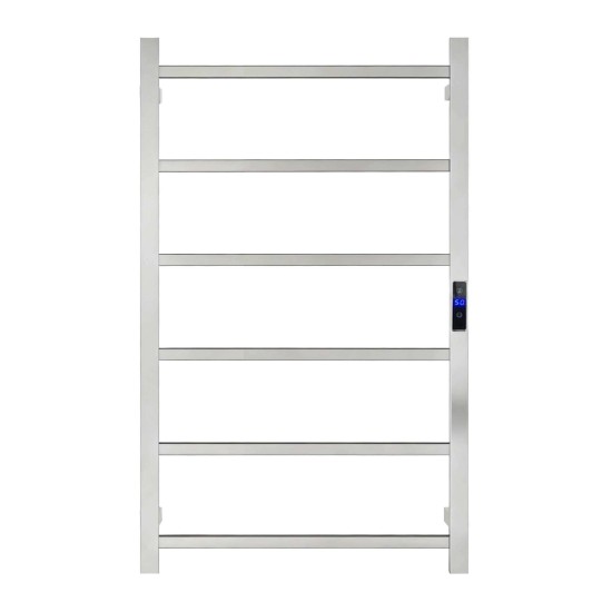 800Hx400Wx110D Square Chrome Electric Heated Towel Rack With Timer 6 Bars