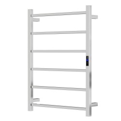 800Hx600Wx110D Square Chrome Electric Heated Towel Rack With Timer 6 Bars