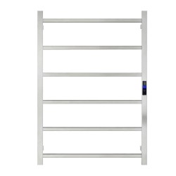 800Hx600Wx110D Square Chrome Electric Heated Towel Rack With Timer 6 Bars