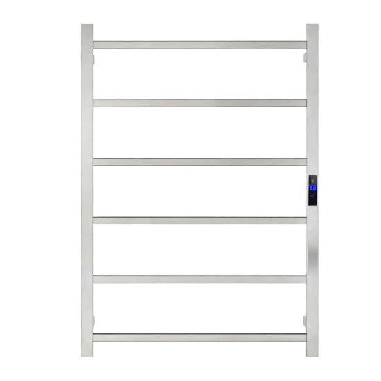 800Hx600Wx110D Square Chrome Electric Heated Towel Rack With Timer 6 Bars