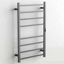 1000Hx600Wx110D Gunmetal Grey Electric Heated Towel Rack With Timer 8 Bars