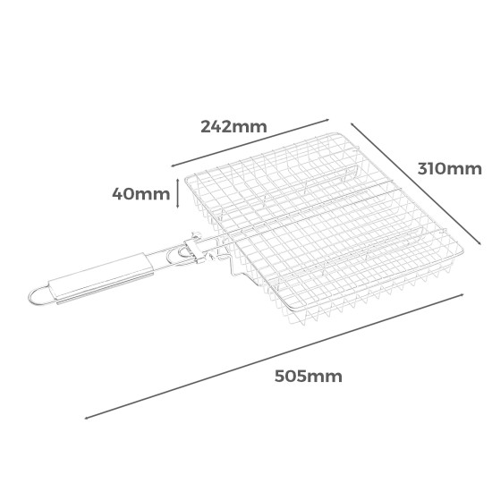 Multi Purpose Portable BBQ Grill Basket Removable Dividers & Foldable Handle