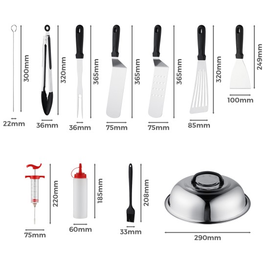 42-Piece Grill & Griddle Accessories Set Stainless Steel BBQ Tool Kit with Portable Carry Bag 