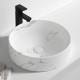 370*370*130mm Bathroom Round Carrara White Above Counter Ceramic Wash Basin
