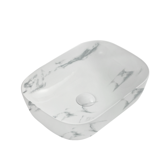 455*325*135mm Rectangle Carrara White Above Counter Ceramic Wash Basin