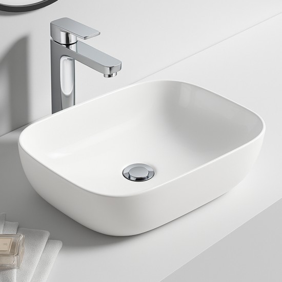 455*325*135mm Bathroom Oval Above Counter White Ceramic Wash Basin