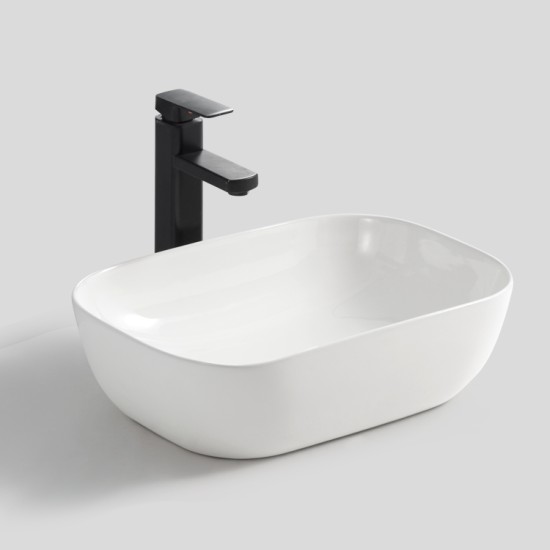 455*325*135mm Bathroom Oval Above Counter White Ceramic Wash Basin