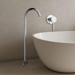 Chrome Plated Solid Brass Freestanding Floor Mounted Bath Filler with Mixer Set