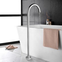 Round Chrome Solid Brass Freestanding Bath Spout Floor Mounted Bath Filler