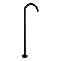 Round Black Solid Brass Freestanding Bath Spout Floor Mounted Bath Outlet