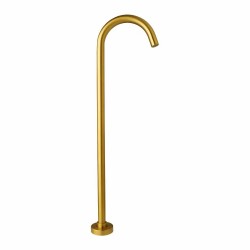 Round Brushed Yellow Gold Solid Brass Freestanding Bath Spout Floor Mounted