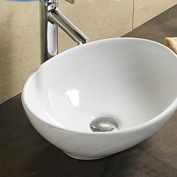 410*330*145mm Bathroom Oval Above Counter White Ceramic Wash Basin