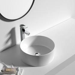 400*400*150mm Bathroom Round Above Counter White Ceramic Wash Basin