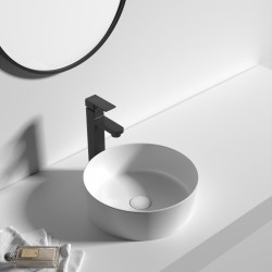 360*360*120mm Bathroom Round Above Counter White Ceramic Wash Basin