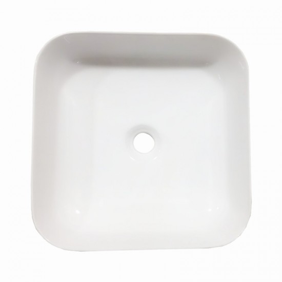 385x385x140mm Bathroom Square Above Counter White Ceramic Wash Basin