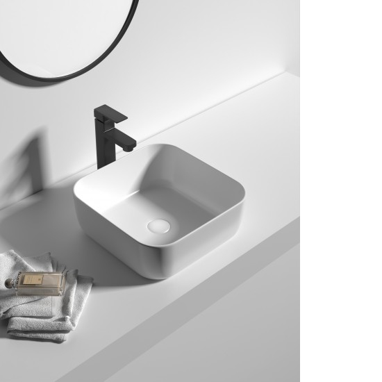 385x385x140mm Bathroom Square Above Counter White Ceramic Wash Basin