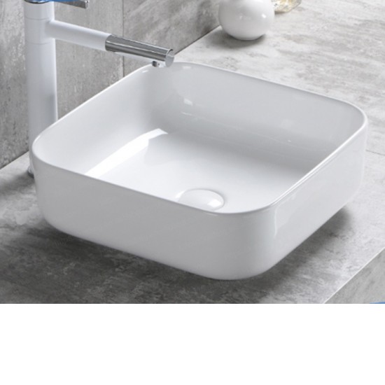 385x385x140mm Bathroom Square Above Counter White Ceramic Wash Basin