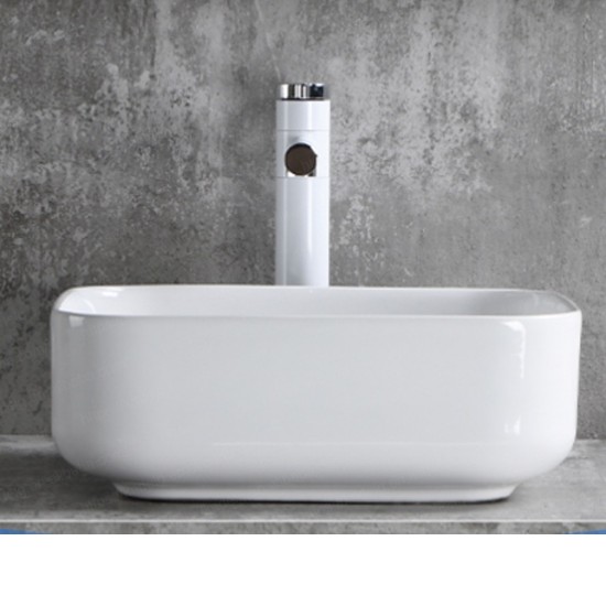 385x385x140mm Bathroom Square Above Counter White Ceramic Wash Basin
