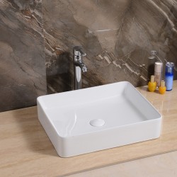 500*400*110mm Above Counter Rectangle White Ceramic Basin Counter Top Wash Basin
