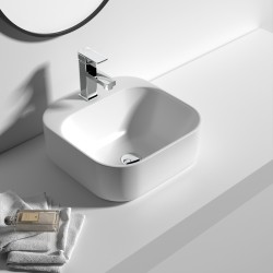 415*415*155mm Above Counter Square White Ceramic Basin Counter Top Wash Basin