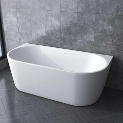1700x800x580mm Back To Wall Freestanding Acrylic White Bath Tub