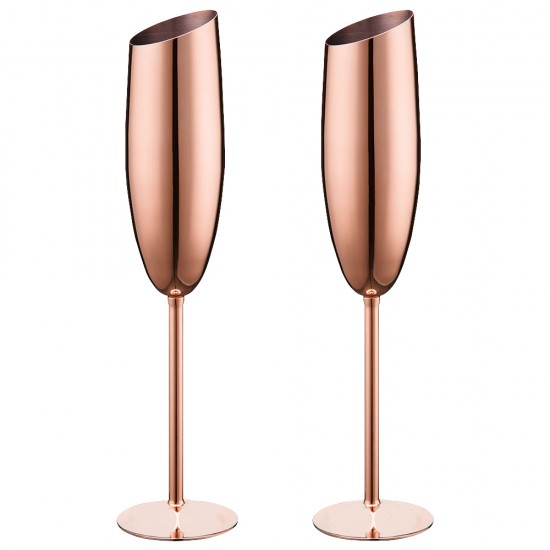 Rose Gold Champagne Glass Cups 200ml PACK 2 Stainless Wine Cocktail Drinkware SUS304