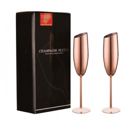 Rose Gold Champagne Glass Cups 200ml PACK 2 Stainless Wine Cocktail Drinkware SUS304