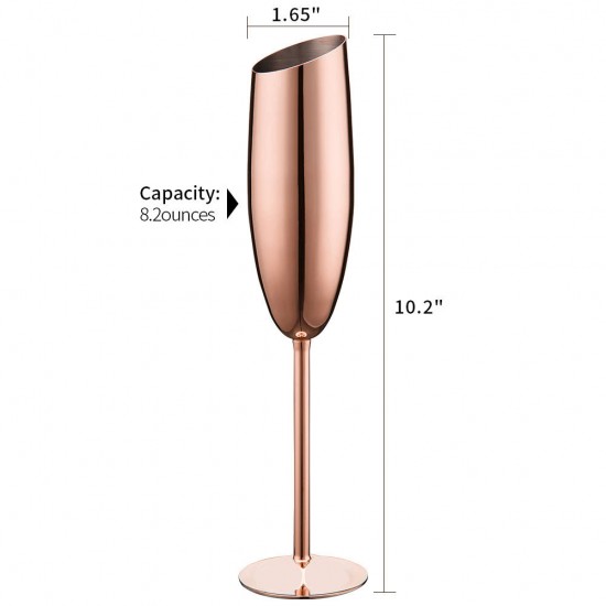 Rose Gold Champagne Glass Cups 200ml PACK 2 Stainless Wine Cocktail Drinkware SUS304