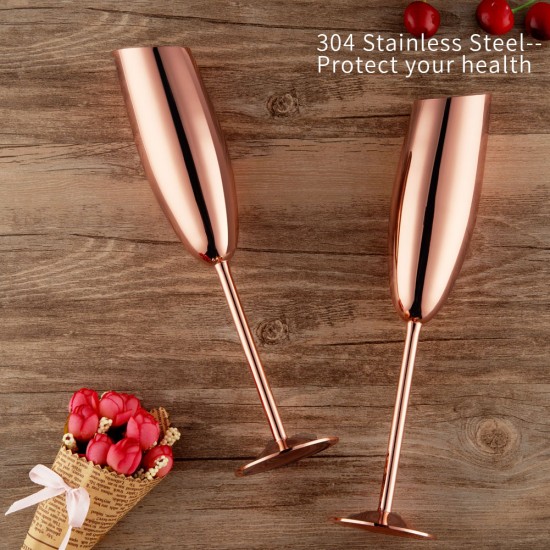 Rose Gold Champagne Glass Cups 200ml PACK 2 Stainless Wine Cocktail Drinkware SUS304