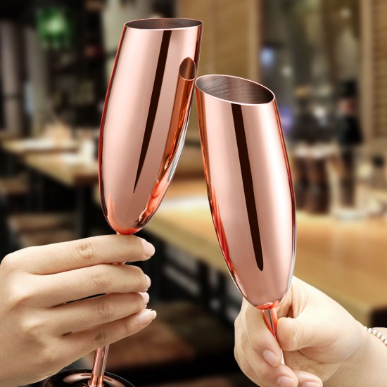 Rose Gold Champagne Glass Cups 200ml PACK 2 Stainless Wine Cocktail Drinkware SUS304