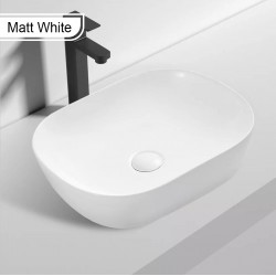 465*375*115mm Above Counter Rectangle Matt White Ceramic Basin Counter Top Wash Basin