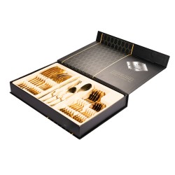 Polished Gold Stainless Steel  Cutlery Set Dinner Knife Fork Spoon 24pcs Set