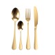 Polished Gold Stainless Steel  Cutlery Set Dinner Knife Fork Spoon 24pcs Set