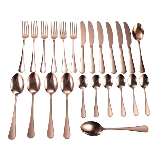 Rose Gold Stainless Steel  Cutlery Set Dinner Knife Fork Spoon 24pcs Set