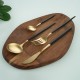 Matte Gold And Black Stainless Steel 304 Cutlery Set Dinner Knife Fork Spoon 24pcs Gift Set