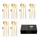 Matte Gold Stainless Steel  Cutlery Set Dinner Knife Fork Spoon 24pcs Gift Set