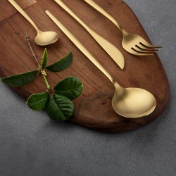 Matte Gold Stainless Steel  Cutlery Set Dinner Knife Fork Spoon 24pcs Gift Set