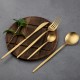 Matte Gold Stainless Steel  Cutlery Set Dinner Knife Fork Spoon 24pcs Gift Set