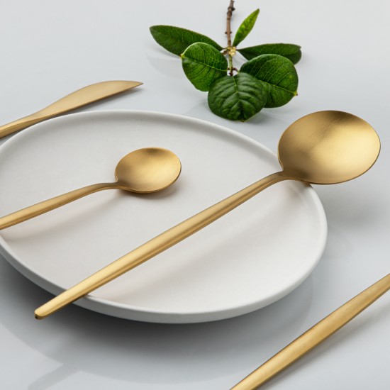 Matte Gold Stainless Steel  Cutlery Set Dinner Knife Fork Spoon 24pcs Gift Set