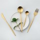 Matte Gold Stainless Steel  Cutlery Set Dinner Knife Fork Spoon 24pcs Gift Set
